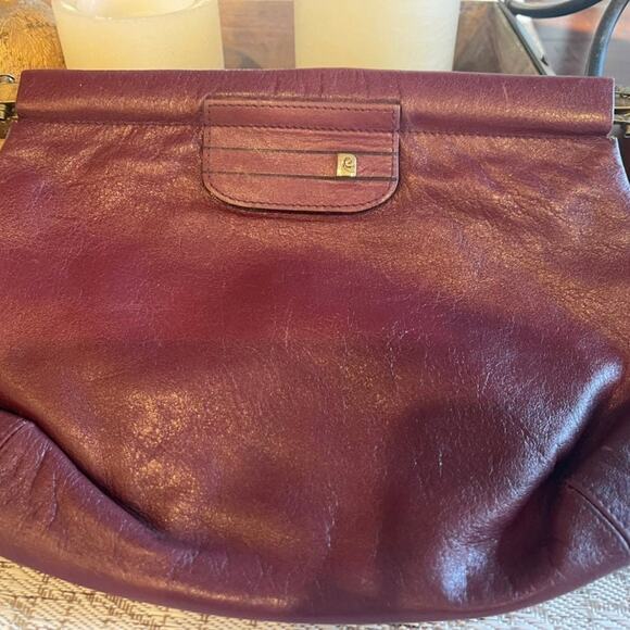 Pierre Cardin Paris vintage maroon leather clutch - Picture 10 of 11